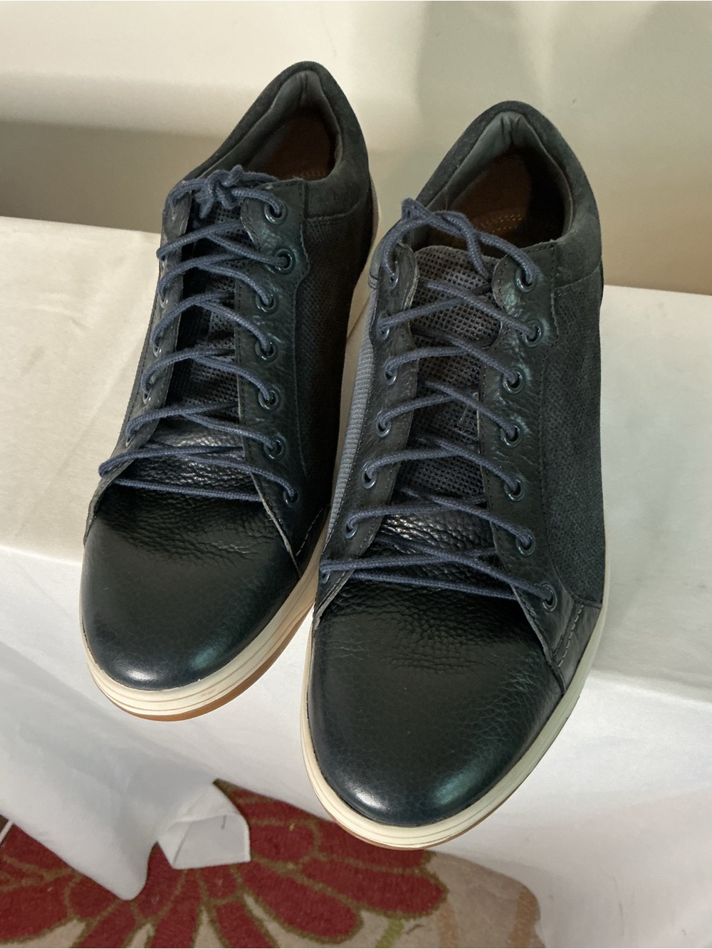 Hush Puppies Men's Dark Blue Leather & Suede Low-Top Sneakers